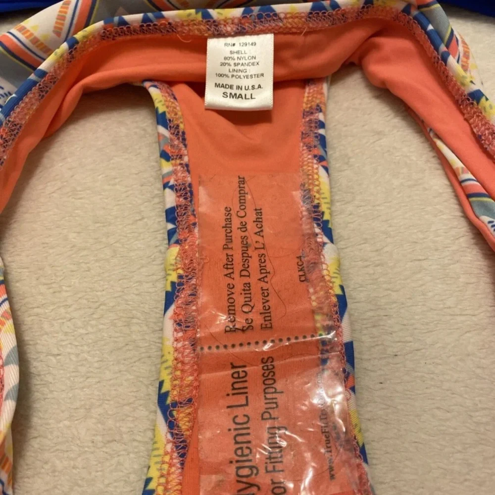 Express Royal Blue Bikini with Multicolor Patterned Bottom